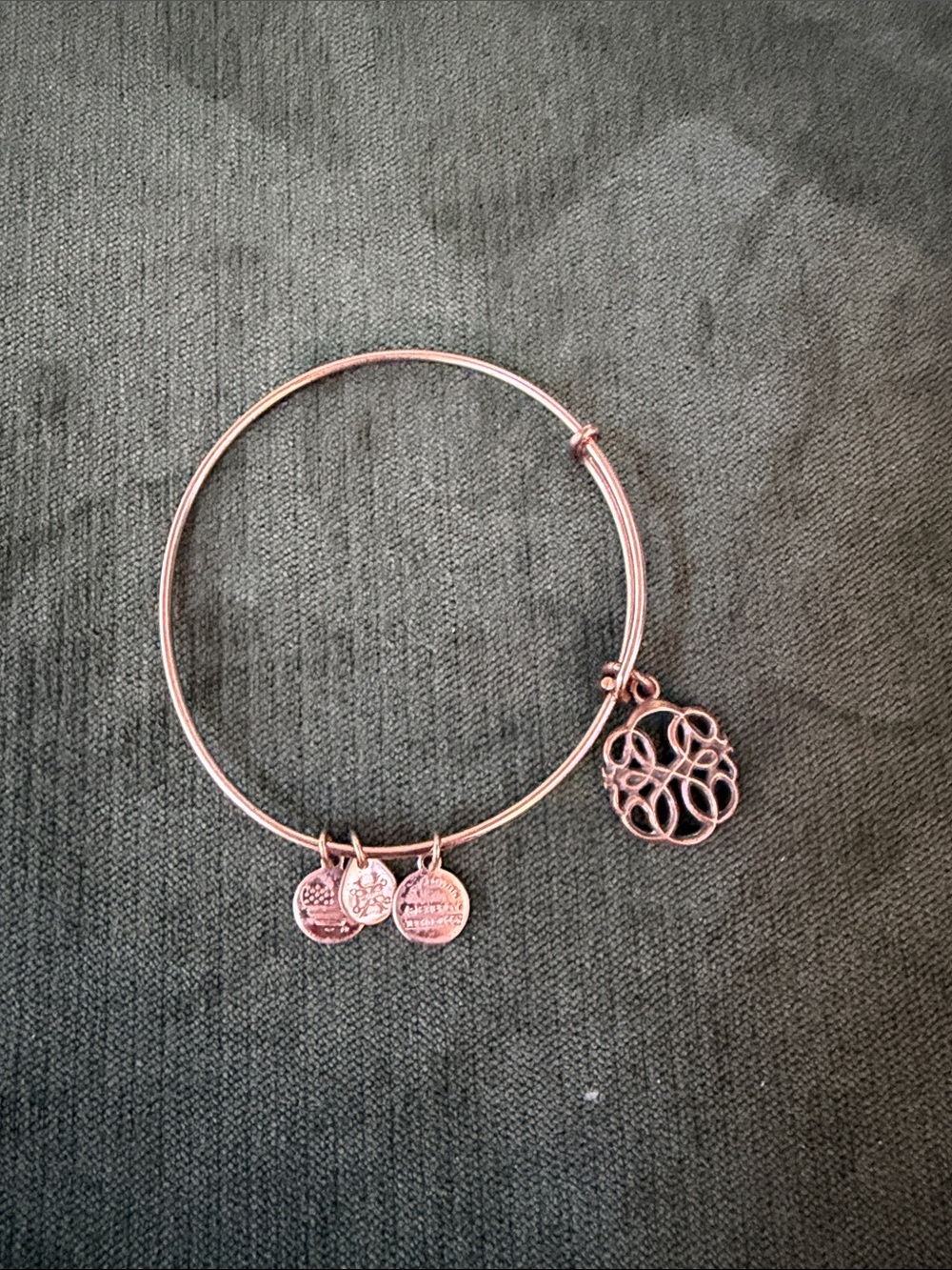 Alex and Ani Rose Gold Filigree Charm Expandable Bangle